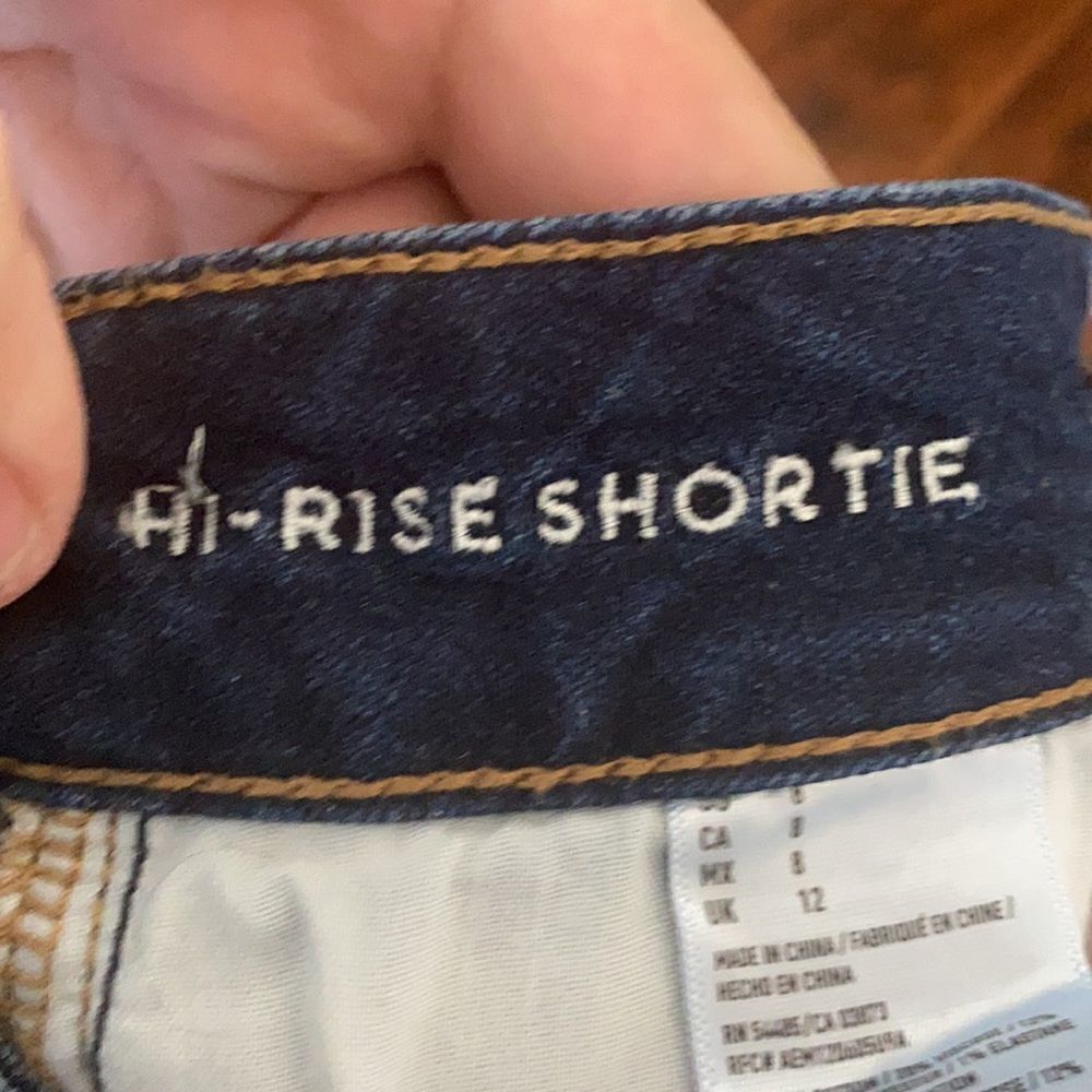 American Eagle Outfitters Hi-Rise Shortie Blue Denim Cutoff Shorts Modern - Picture 6 of 16